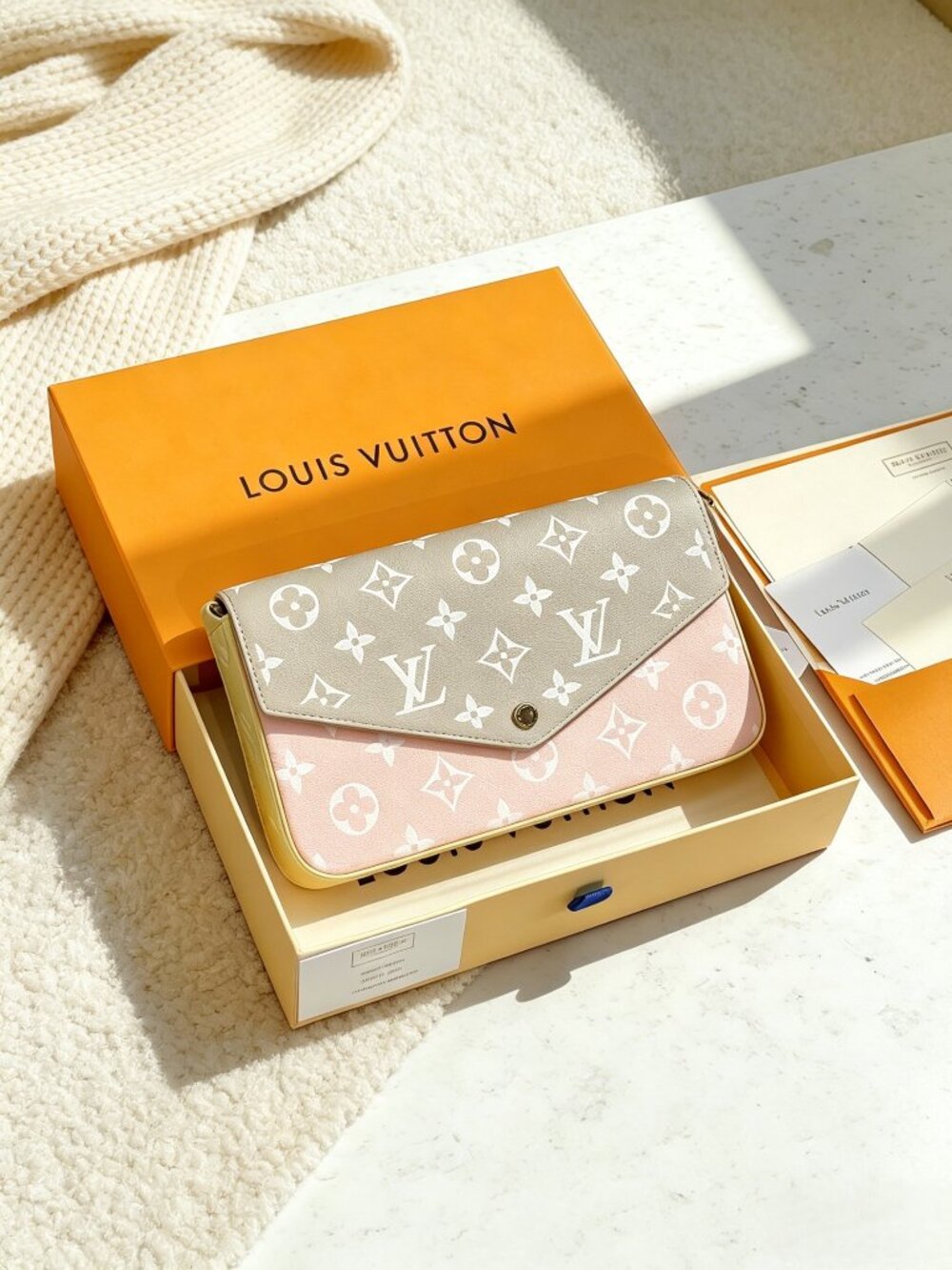 LV Pochette Félicie with Yellow Leather Trim